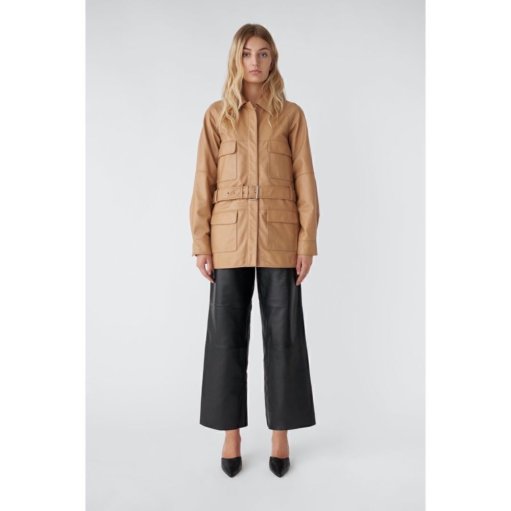 Deadwood Sahara lamb skin leather trench Jacket in beige size 34/US2